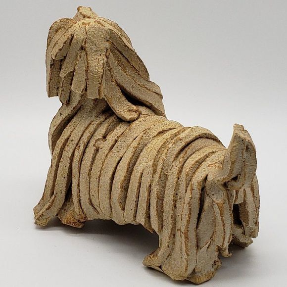 Almazetta Casey Vintage Beige Westie Terrier Snoodle Dog Clay Sculpture-Signed! - Picture 6 of 14